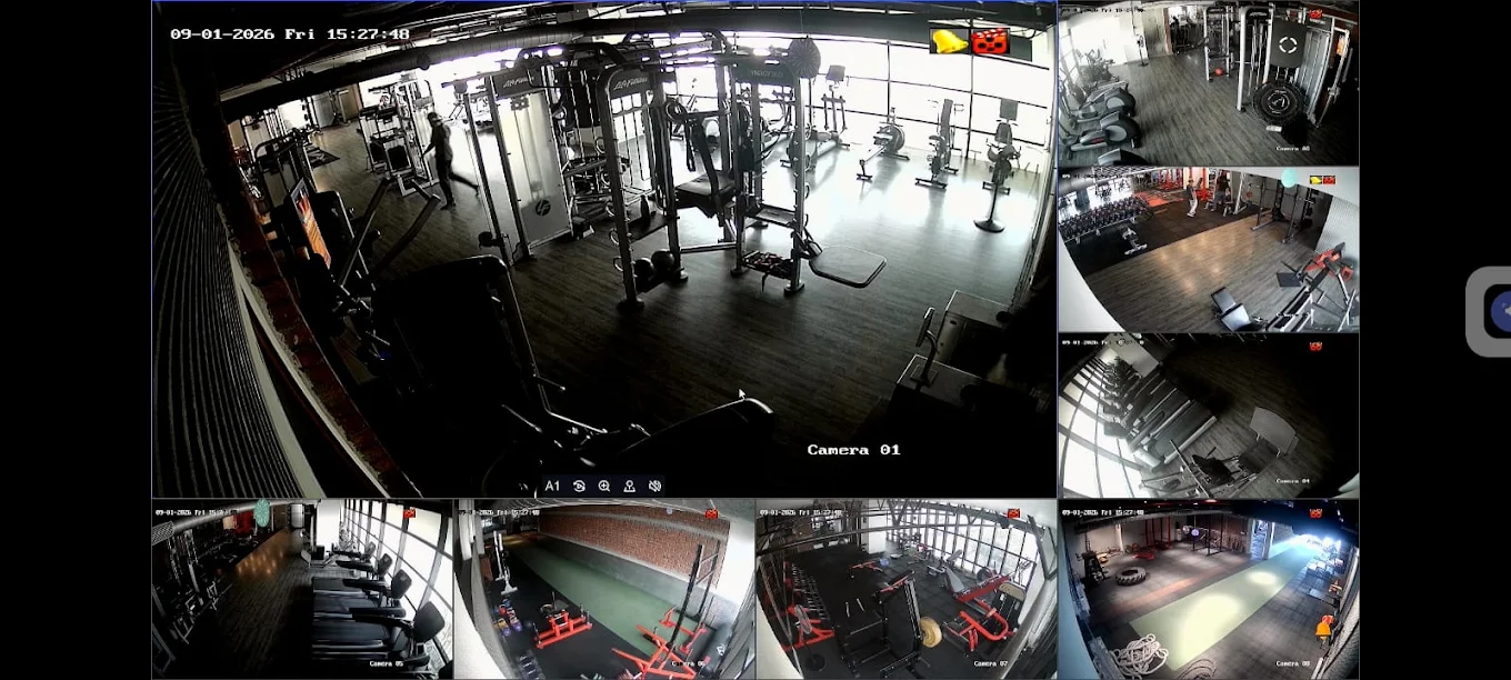 Several CCTV camera views displayed together on a monitor
